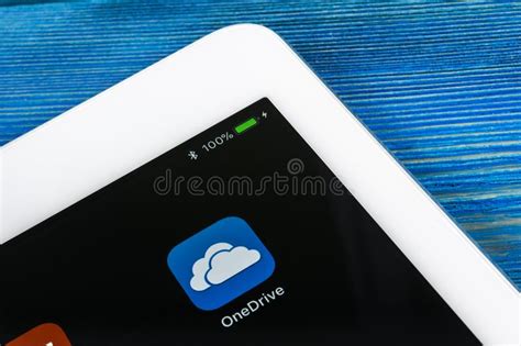 Microsoft Onedrive Application Icon On Apple Ipad Pro Screen Close Up