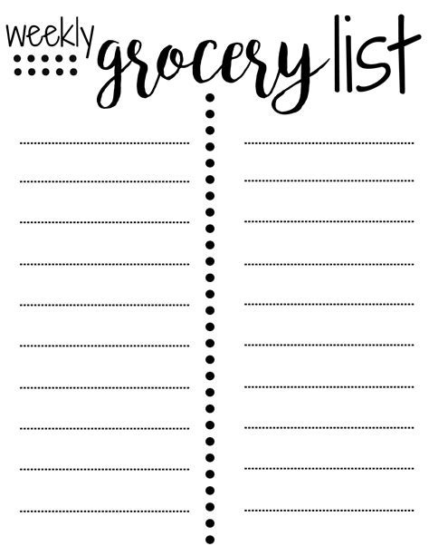 Free Printable Blank Grocery List Pdf Printable Grocery List Template Images And Photos Finder