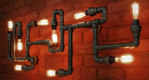 With subtle details, these modern wall lamps adds charisma to your space. Black Pipe Wall Sconce OR ceiling fixture - Large Industrial lighting, Steampunk light - Haddock ...