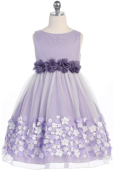 Lavender Mesh Flower Girl Dress With Taffeta Flowers