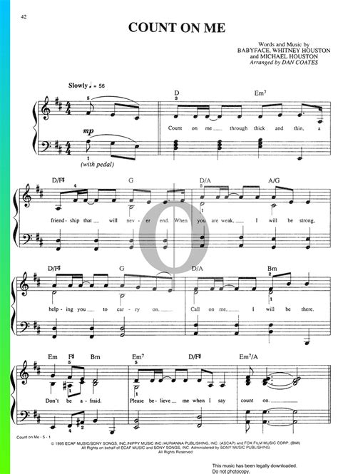 Count On Me Sheet Music From Waiting To Exhale Piano Voice Pdf Hot