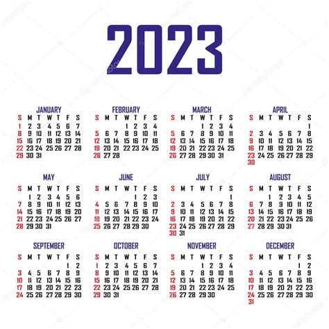 calendario 2023 la semana comienza el domingo plantilla de calendario simple retrato de