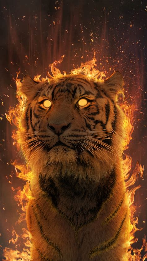 Tiger Aura Animal Burning Fantasy Fire Flame Glow Heat Super