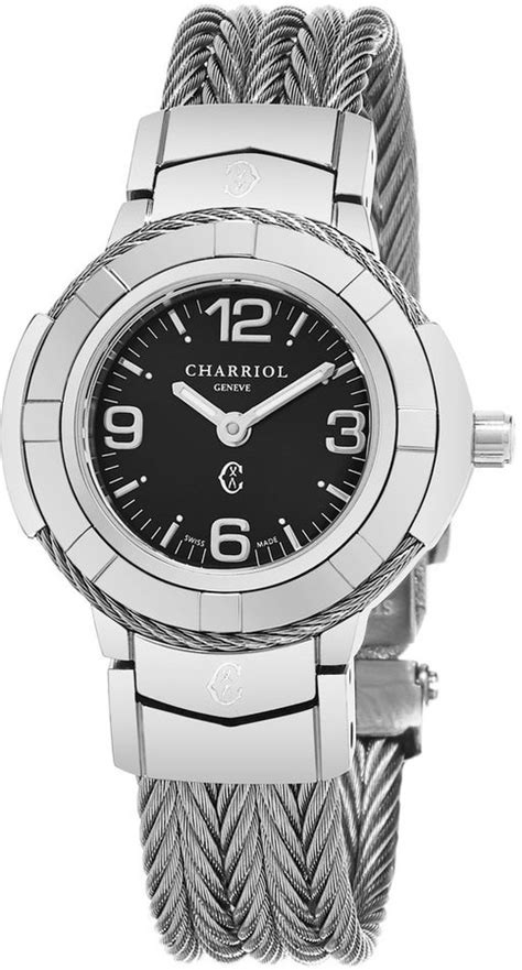 charriol women s ce426s 640 003 celtic black dial stainless steel swiss made quartz watch