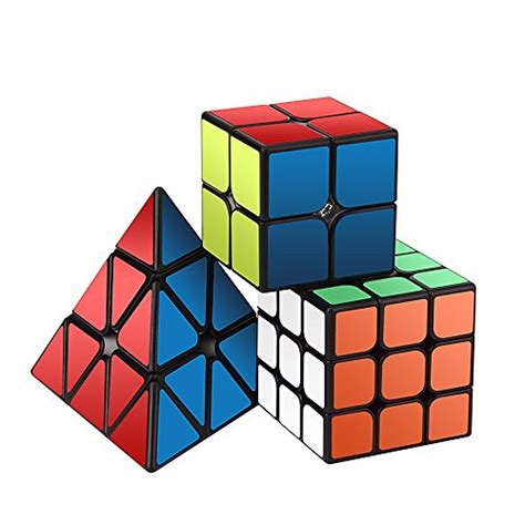Roxenda Speed Cube Set 2x2 3x3 Pyramid Rubix Game Smooth Rubics Puzzle