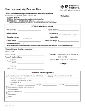 Fillable Online Overpayment Notification Form And General