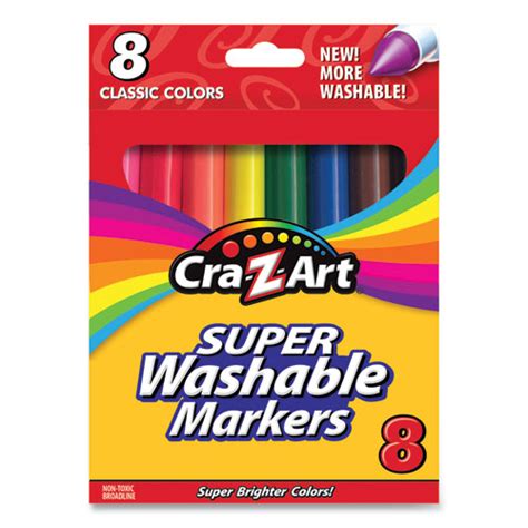 Cra Z Art Super Washable Markers Broad Bullet Tip Assorted Colors 8