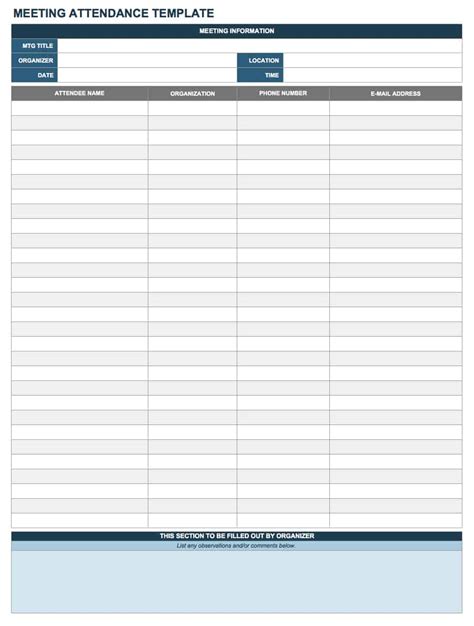 Free Attendance Spreadsheets And Templates Smartsheet