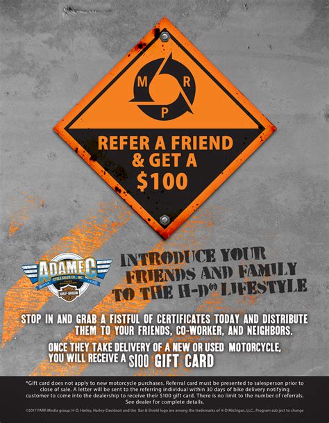 Establishing a formal referral program is key to consistently engage clients and generate leads. Referral Program | Adamec Harley-Davidson® | Jacksonville Florida