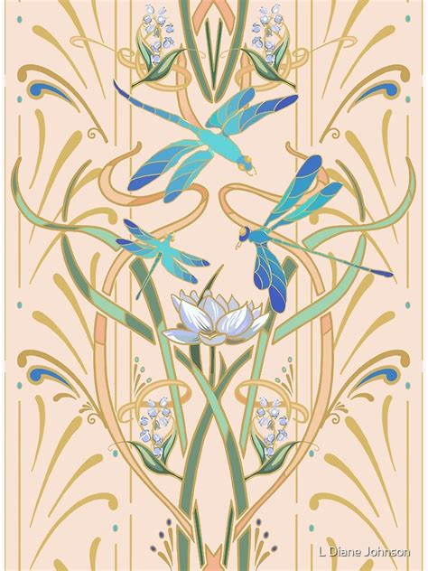 Art Nouveau Dragonflies Pattern Blush Poster By Ldianejohnson
