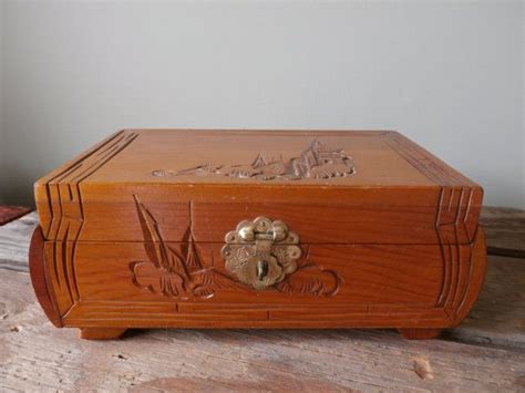 Vintage Wooden Hand Carved Jewelry Box Etsy Wooden Hand Hand