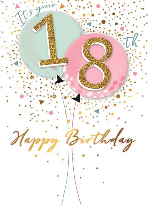 Printable 18th Birthday Card In Pink Happy Birthday 18 Etsy Printable 18th Birthday Card For