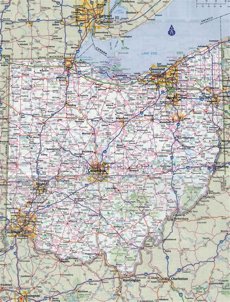 Large Detailed Roads And Highways Map Of Ohio State With All Cities