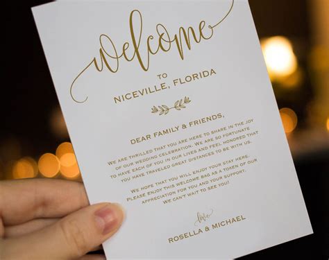 Sample hotel guests welcome letter, how to write format, template, example, welcoming wedding guest, general manager welcome letter hotel. Gold Wedding Welcome Bag Note Welcome Bag Letter Wedding