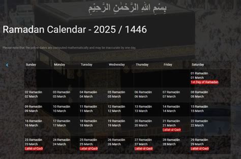 Ramadan 2025 Dates And Ramadan Calendar 2025 Exact Info