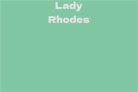 Lady Rhodes Facts Bio Career Net Worth Aidwiki