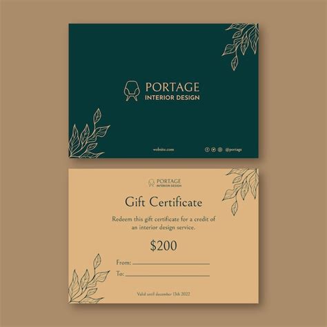 Free Vector Elegant Interior Design T Certificate Template