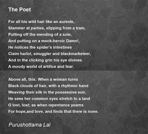The Poet By Purushottama Lal The Poet Poem