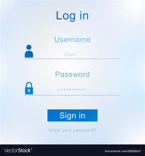 Login Screen Interface Username And Password Vector Image