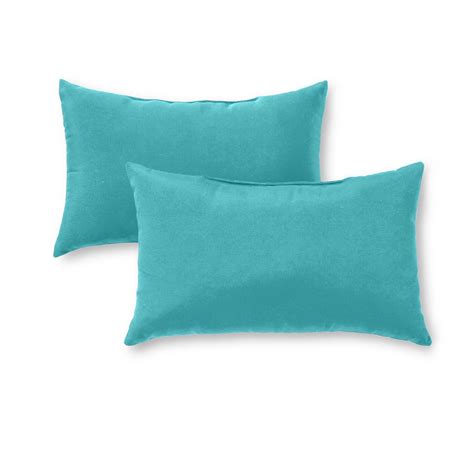 Greendale Home Fashions Solid Teal Lumbar Outdoor Throw Pillow 2 Pack