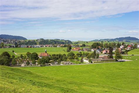View In The Town Of Einsiedeln In Switzerland In Autumn Stock Image