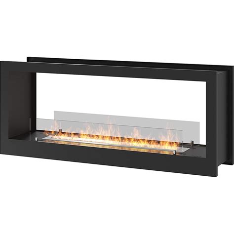 Bioethanol Built In Design Fireplace Double Sided Matt Black With