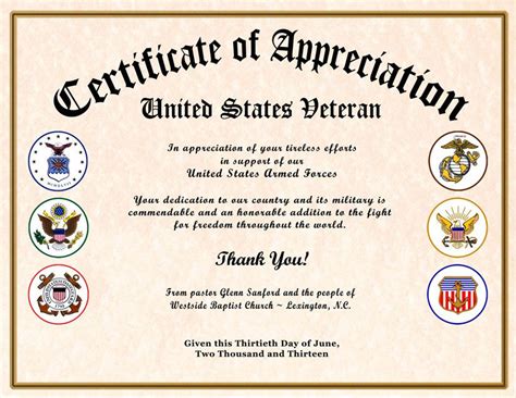 Veterans Day Appreciation Certificate Templates Certify Letter