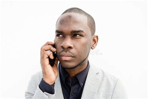 Close Up African American Business Man Talking With Cellphone By