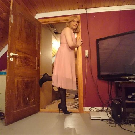 tanja on tumblr some standing poses in this beautiful dress legs pantyhose stockings heels