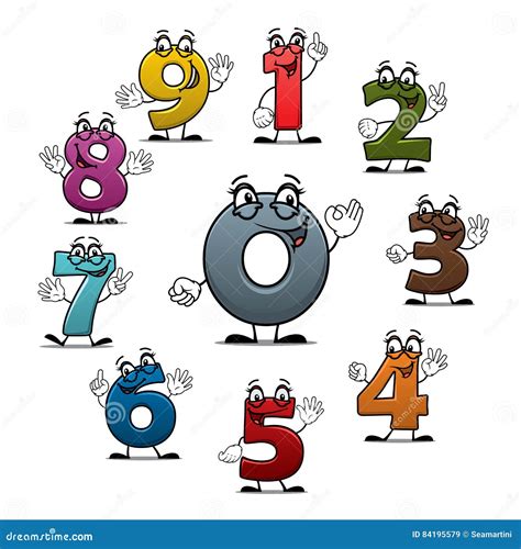 Cartoon Count Numbers Characters Vector Icons Stock Vector