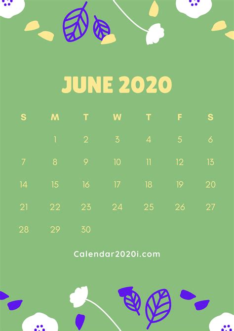 Floral June 2020 Calendar Calendar Printables Teacher Favorite