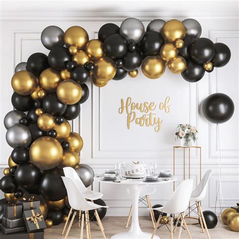 Buy House Of Party 160pcs Black Gold And Silver Balloons Garland Arch