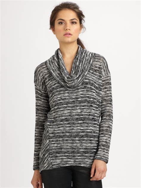 Splendid Striped Cowlneck Sweater In Gray Lyst