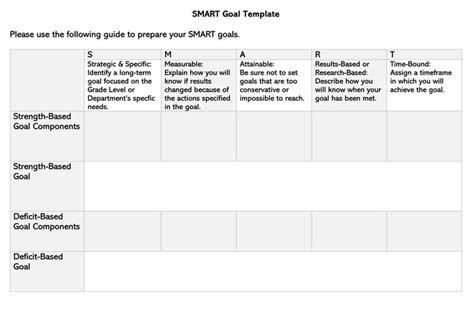 Goal Template Word Collection