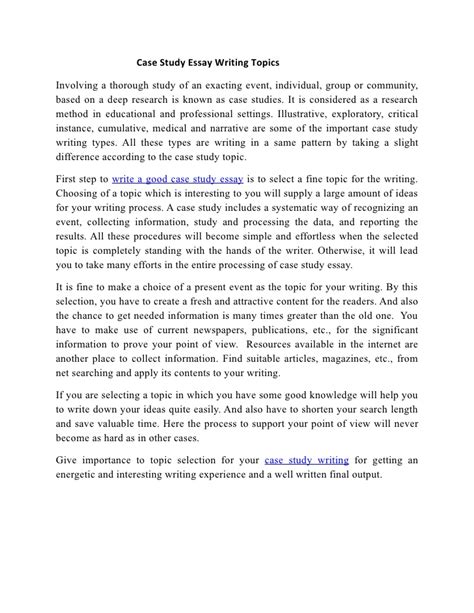 How to write a case study. Case study essay writing topics