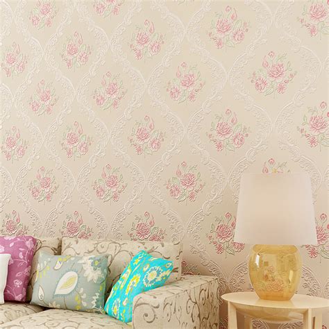 Simple Luxury 3d Embossed Floral Damask Wallpaper Flocked Non Woven