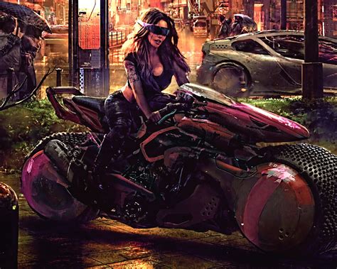 1280x1024 Resolution Cyberpunk Woman In Motorcycle 1280x1024 Resolution