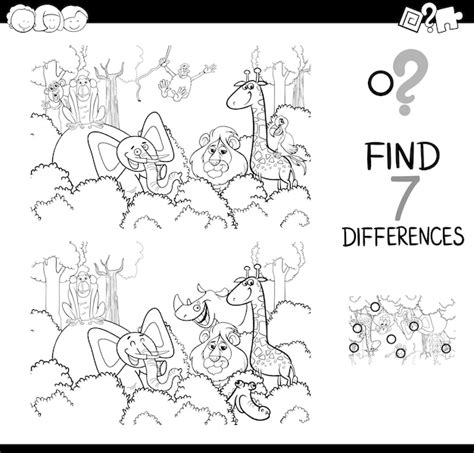 Premium Vector Find The Difference With Animals Coloring Book