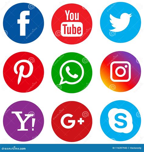 Popular Social Media Icons Set Circle Editorial Image Illustration Of