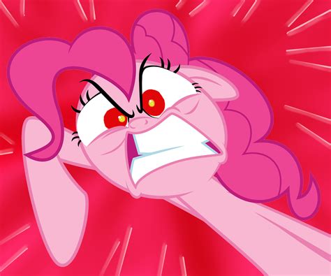 The Pinkie Is Looking At Something With Red Eyes And An Angry Look On Her Face