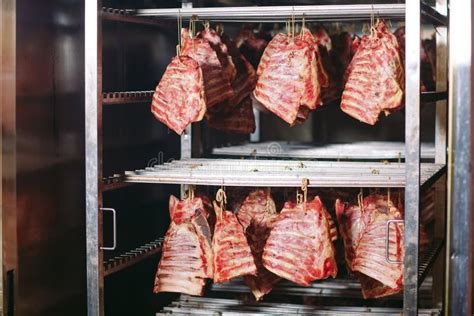 Smoking Meat In The Smokehouse In A Meat Factory Stock Image Image Of