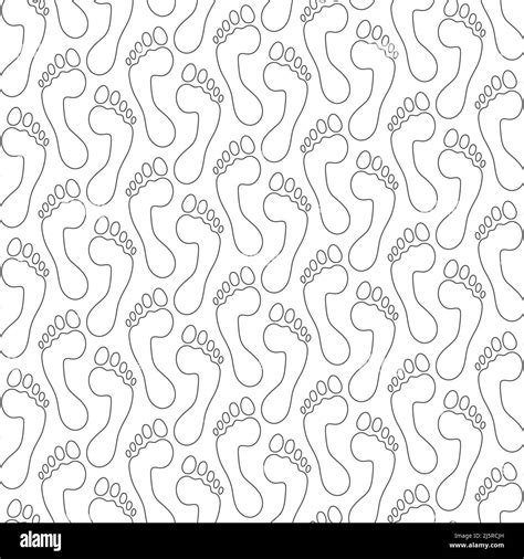 Seamless Pattern With Footprint Feet Footstep Vector Background With