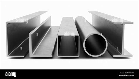 Samples Of Steel Beams And Pipes On White Background 3d Rendering