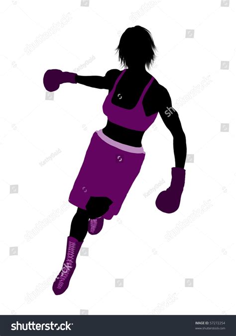 Female Boxing Art Illustration Silhouette On A White Background