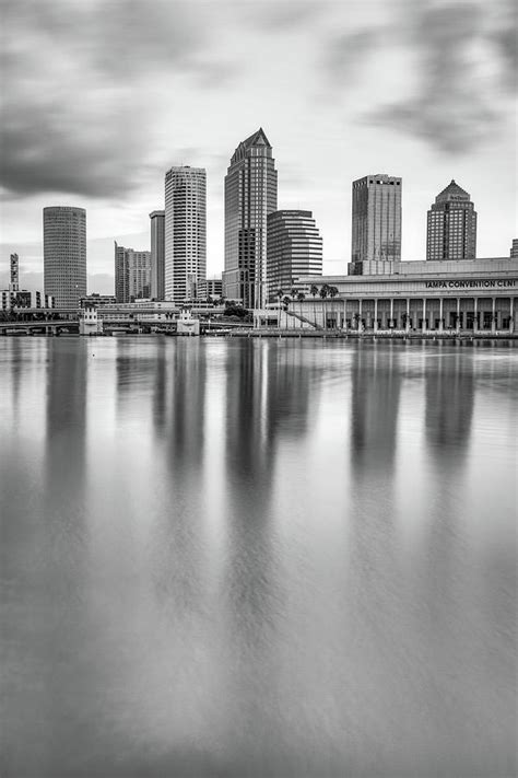 Tampa Bay Skyline At Sunrise Monochrome Edition Photograph By Gregory