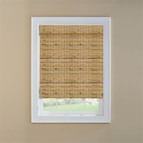Levolor 36 In Natural Bamboo Light Filtering Roman Shade In The Window