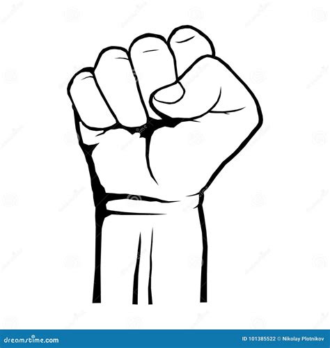 Rebel Clenched Raised Male Fist Hand Lightning Bolt Vector Illustration