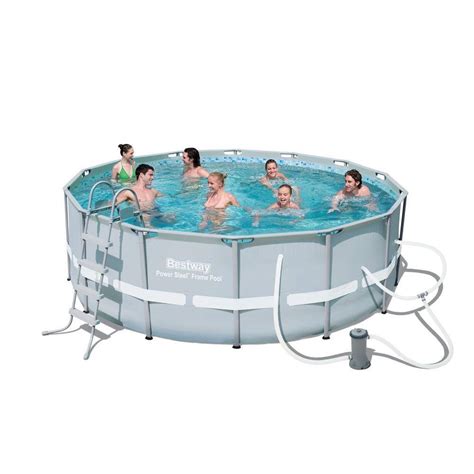 Bestway Ft X In Power Steel Frame Pool Set E The Home Depot
