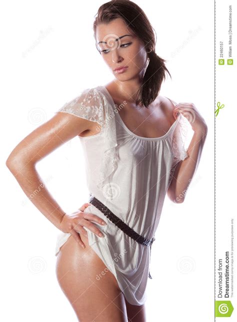 Oiled Up Woman In Dress Stock Image Image Of Shine