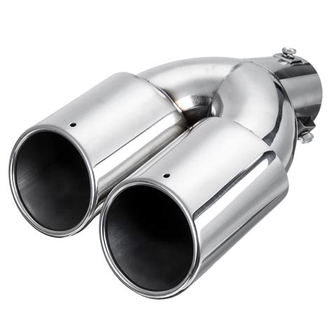 Motors 63mm Stainless Steel Dual Pipe Rear Bent Car Exhaust Muffler Tip